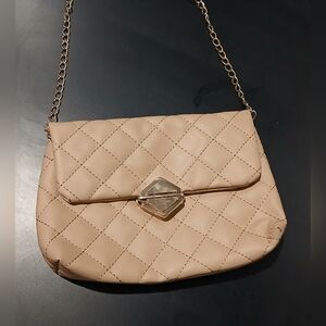 NWOT Tan Lightweight Crossbody Bag With Gold Chain